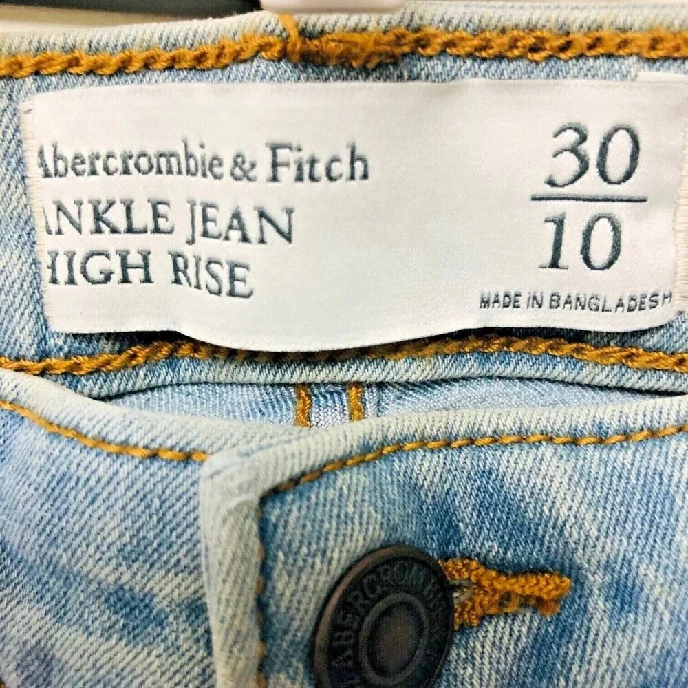 Abercrombie Fitch Womens Ankle Jeans High Waist‎ Distressed Frayed Sz 10 30x25.5